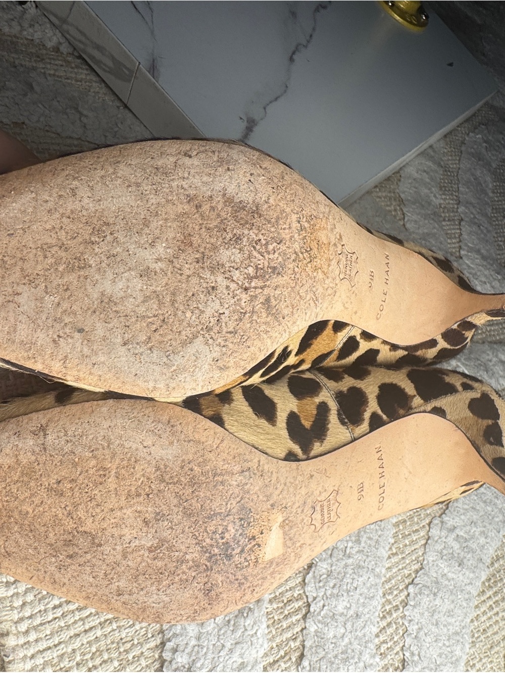 Cole Haan Leopard Print Pointed Toe Heels - Tan and Black - Picture 8 of 9